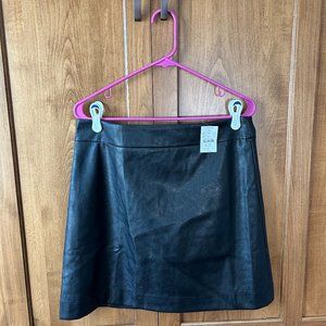 NWT J.Crew Factory Faux-leather A-line black mini skirt